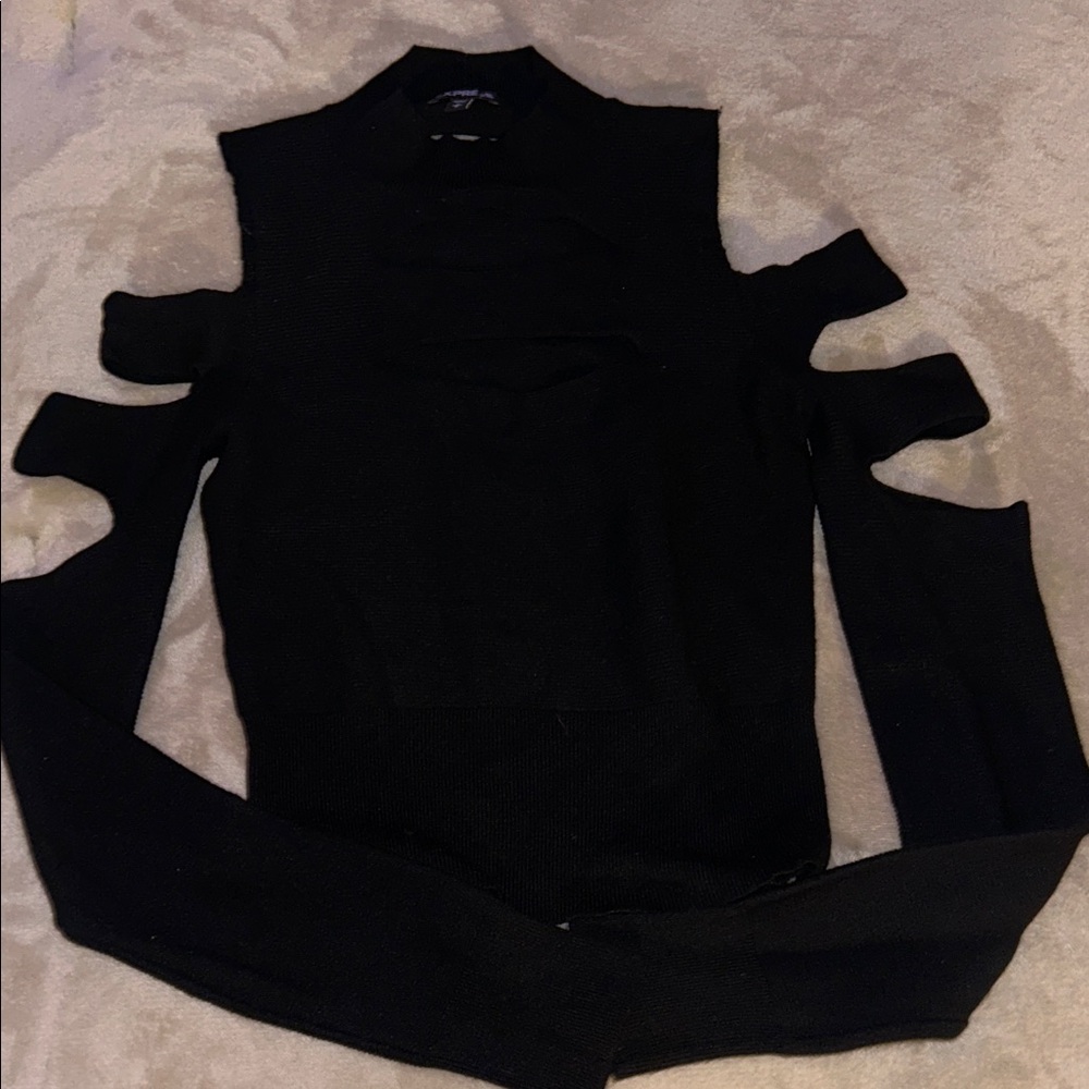 Black Cutout Knit Sweater